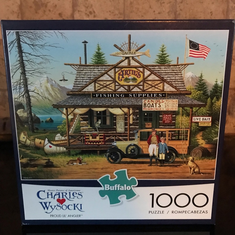 NIB Lil Angler 1000 pieces puzzle from Buffalo by artist Charles Wysocki